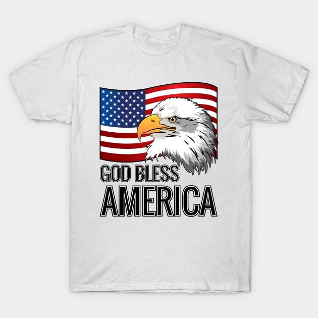 America Flag Bald Eagle God Bless America T-Shirt by ZNOVANNA